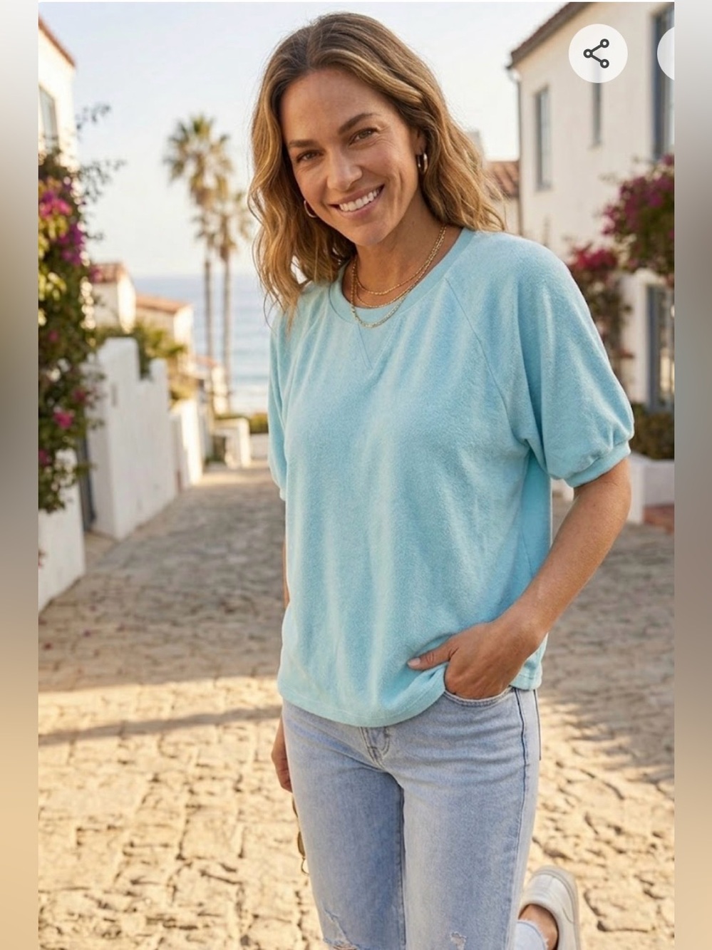 Sol Angeles Pastel Blue Relaxed Crew Tee - Picture 3 of 6